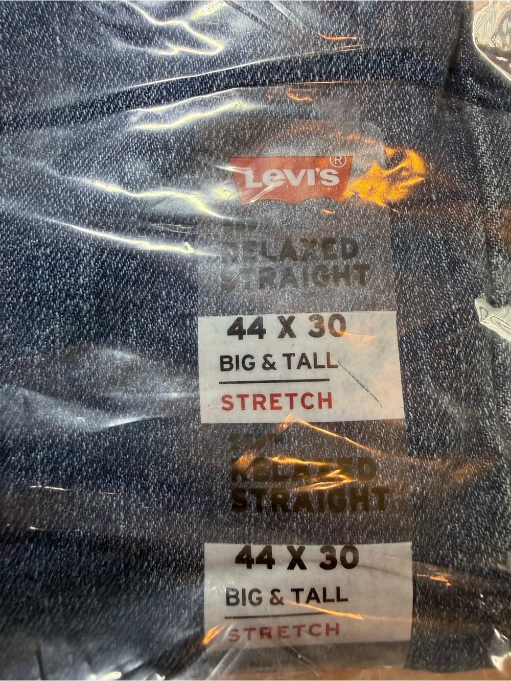 Levi’s 559 Men’s 44x30 Big & Tall Relaxed Straight Stretch Jeans Blue NWT